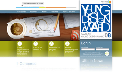 Home Page del sito di Samsung Young Design Award 2008 - Apre una nuova finestra
